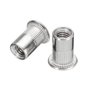 Rivet Nut / Insert Nut (Flat Head, Knurled Body) - White Zinc Plated (Wzp)
