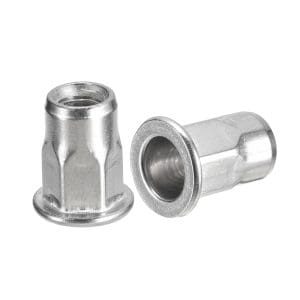 Rivet Nut / Insert Nut (Flat Head, Semi-hex Body) - White Zinc Plated (Wzp)